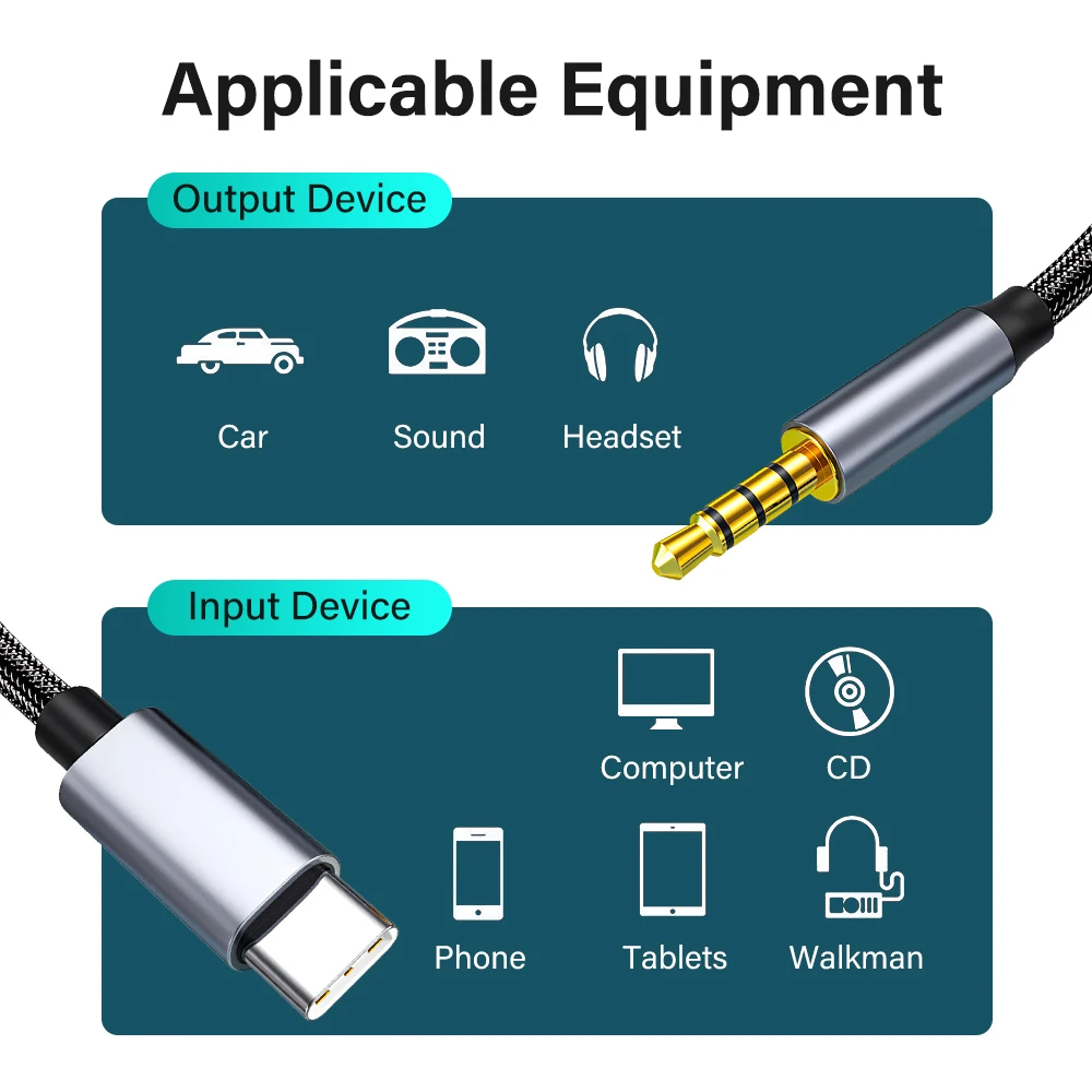 รูปสินค้า สาย USB-C 3.5mm หูฟัง คุณภาพสูง ใช้งานได้ทั้งมือถือและแท็บเล็ต