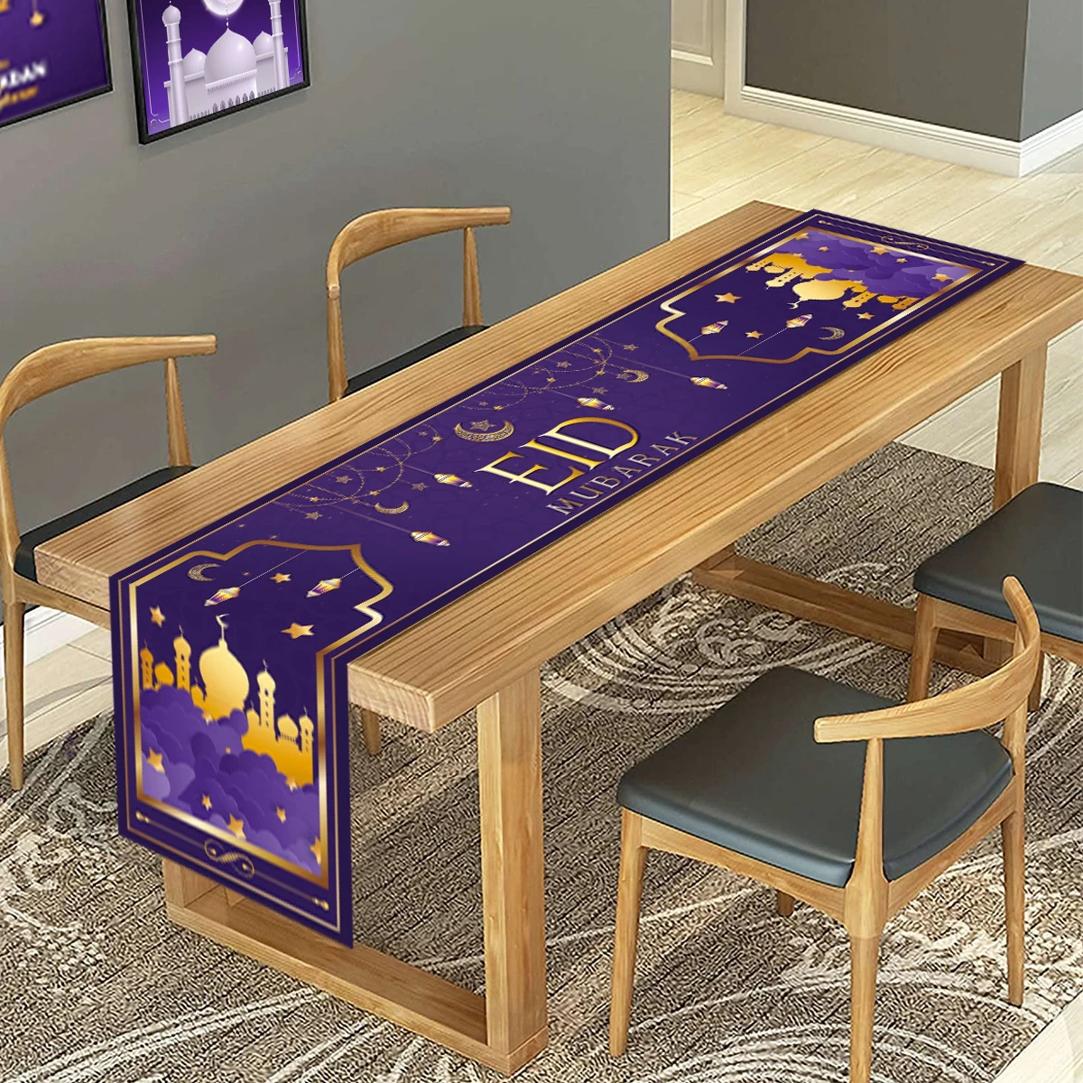Eid Mubarak Muslim Ramadan Table Runner Islamic Mosque Ramadan Decoration For Home Kitchen Table 2024 Ramadan Kareem Eid Al Adha 5