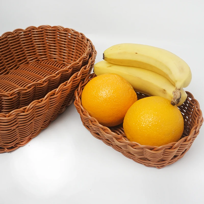 Oval plastic imitation rattan storage basket snack bakery snack basket party centerpiece home dining table kitchen supplies 4