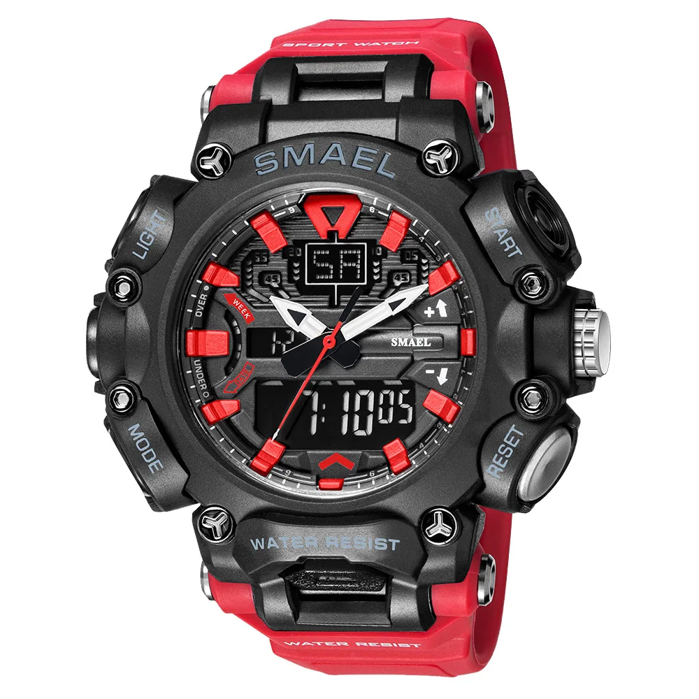 SMAEL 8053 Men Electronic Watch Sport Cool Black Digital Analog Display Silicone Strap Military Wristwatches for Male Clock 5
