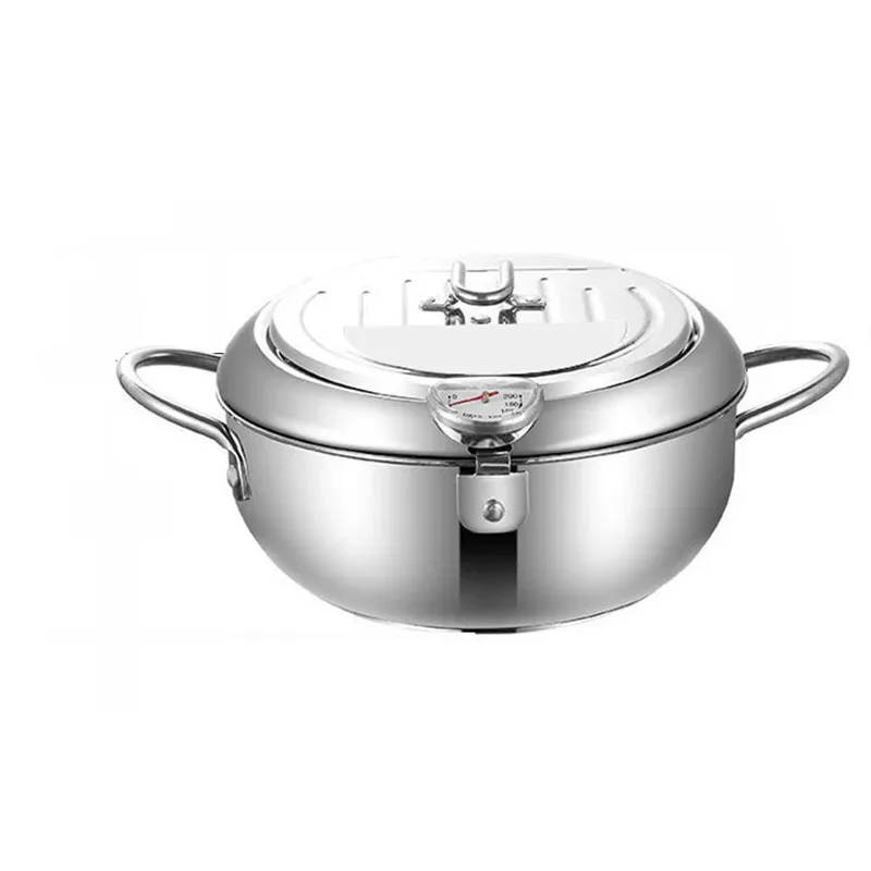 

304 Stainless Steel Tempura Fryer Temperature Control Fried Chicken Fried Pan Cooking Tool Gas Electric Stove Universal Pan