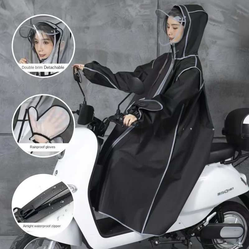 Windproof Bicycle Motorcycle Raincoat Woman Rain Poncho Impermeable High Quality EVA Unisex Camping Waterproof Rainwear Suit