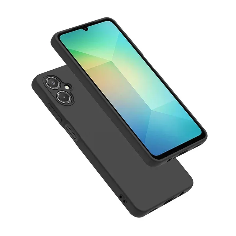 Galaxy A06 Black Matte Silicone Phone Case - Slim TPU Soft Back Cover Bumper