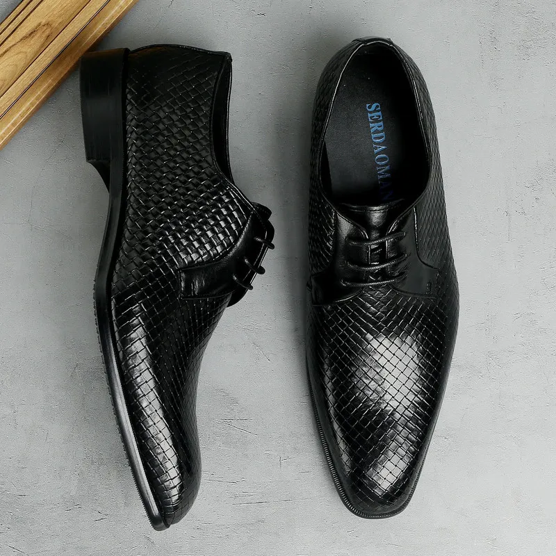 

Luxury Italian Men's Oxfords Dress Shoes Genuine Leather Brand Handmade 2023 New Black Elegant Wedding Casual Social Shoes Man