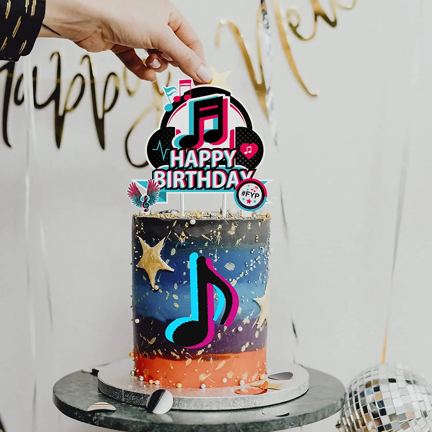Cake Toppers Cake Topper 25pcs Tik Music Birthday Party Decorations Tik Musical Cake Toppers Music Karaoke Theme Party Supplies Birthday Cake Decor