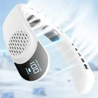 Ventilateur de cou portable 360 °   Ventilateur sans pales silencieux à suspendre, rechargeable USB 4000 mAh, avec affichage numérique LED et puissant flux d'air 2