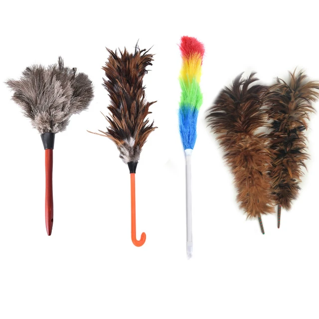 1 PC Anti-static Ostrich Natural Feather Brush Duster Dust Wooden Handle  Cleaning Tool Household Furniturer Car Dust Cleaner - AliExpress