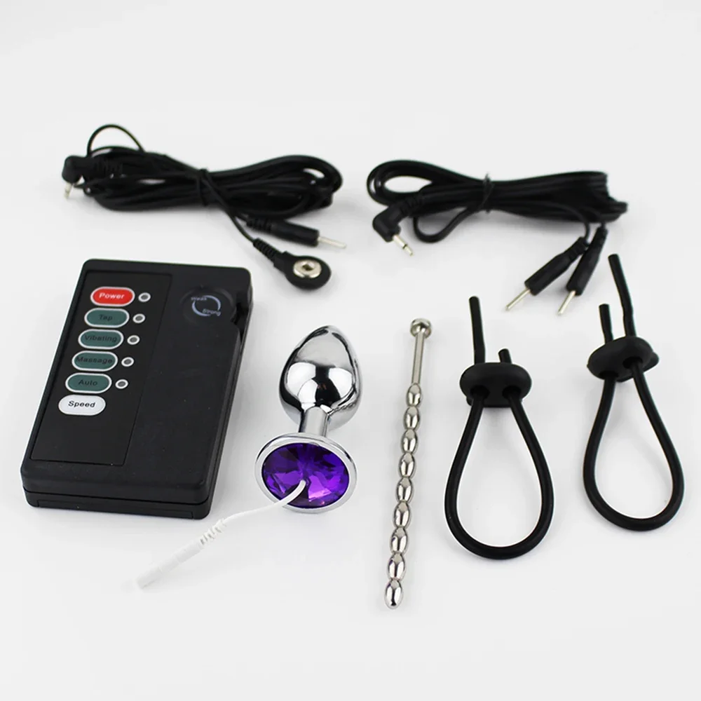 Medical Themed Toys Penis Stimulator Anal Plug & Cock Ring Sex Toys For Men Electrical Climax Electric Shock Set Accessories 18+