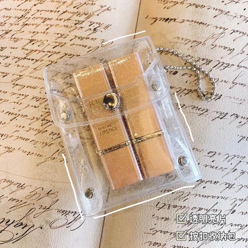 Pink Fashion Transparent PVC Sequin Coin purse Mini Comestic bag Key wallet Lipstick bag
