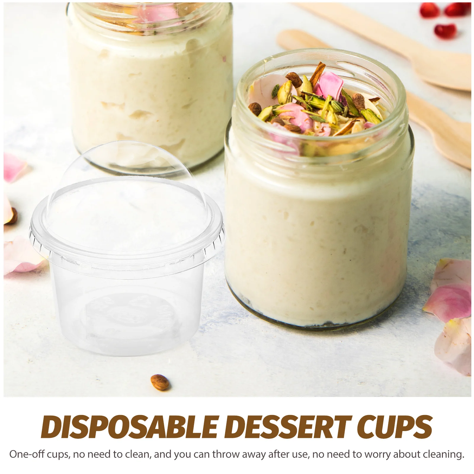 Creative Design Dessert Cups With Lids Disposable Pudding Cups Plastic Disposable For Soup Sundaes Ice Cream 100pcs
