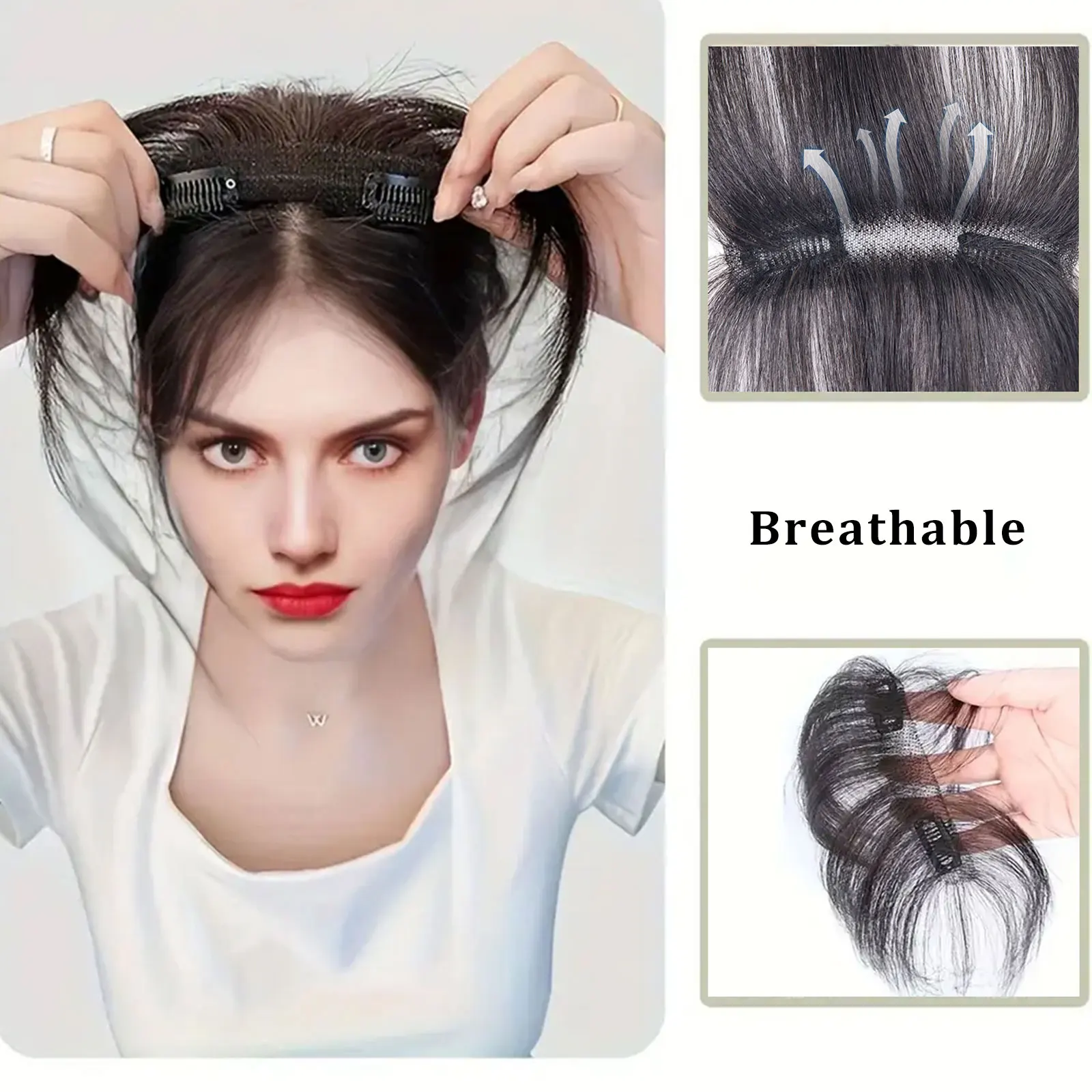 Human Hair Clip-In Bangs With Sideburns For Daily Use Wispy Hair