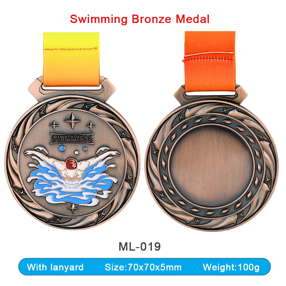 Victory Torch Medals With Ribbon - Gold, Silver, Bronze Metal Medals, Red White Blue Neck Ribbon, Pack Of 10 - View #10