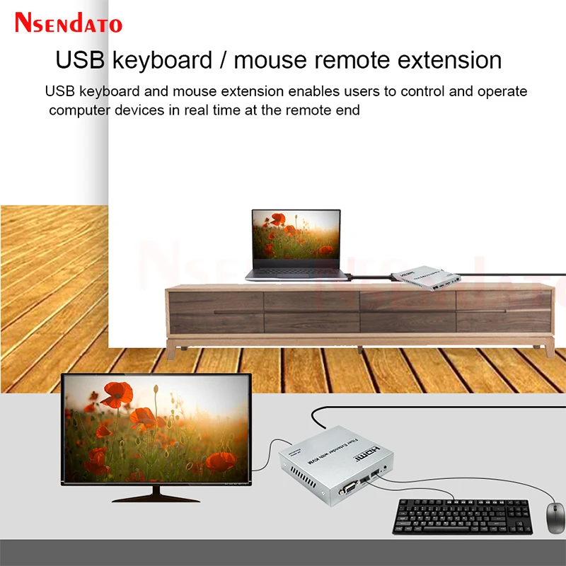 HDMI KVM USB Extender Over Fiber Optic 20Km 4K 60hz HDMI USB Transmitter and Receiver Extender For USB Keyboard Mouse