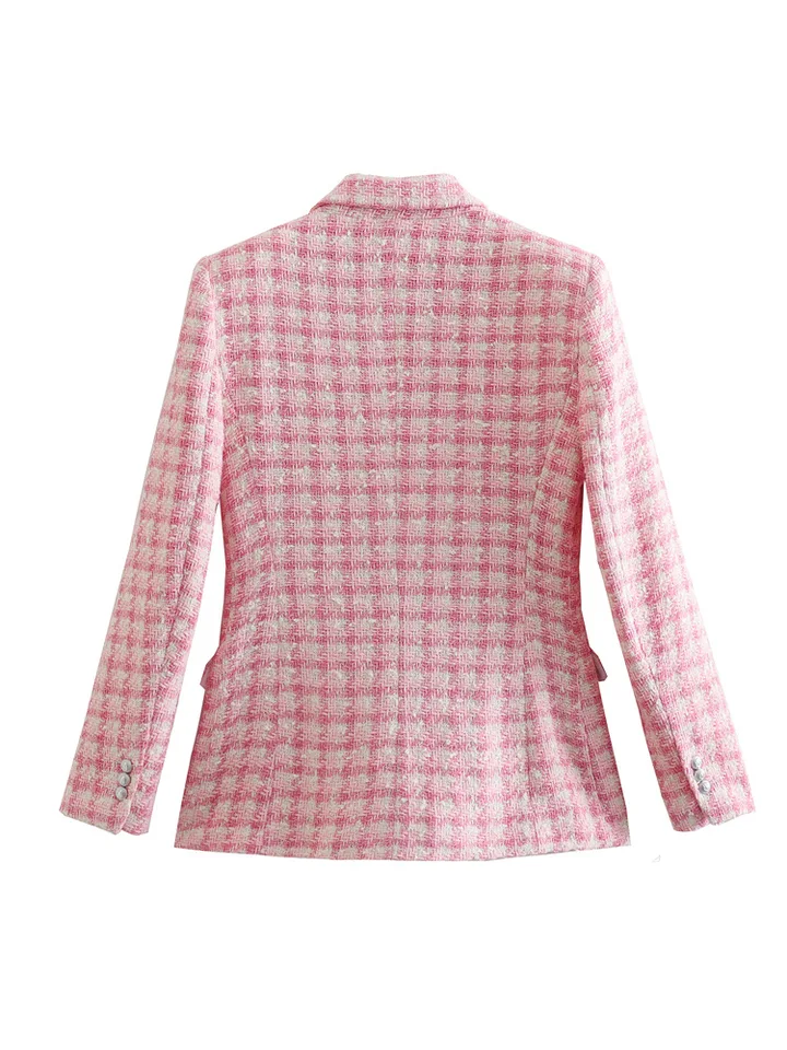 sheller sketch check tweed きせる vest/pink