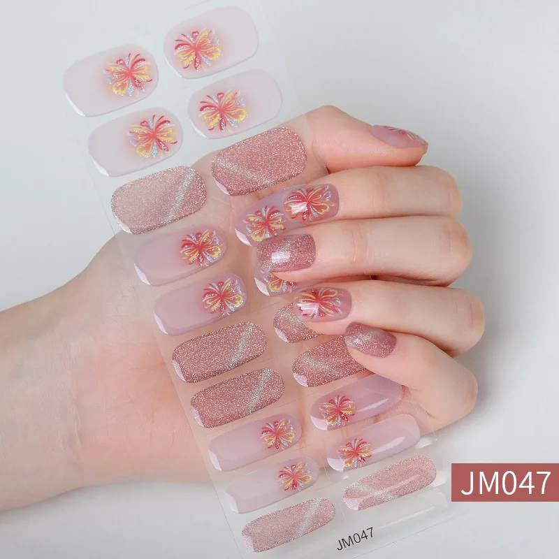 Semi-cured Gel Nail Sticker Full Cover Nail Decals Nagellack Gel Gradient Cat Eye Nail Art Aufkleber Maniküre UV Lampe Bedarf – Detail 25