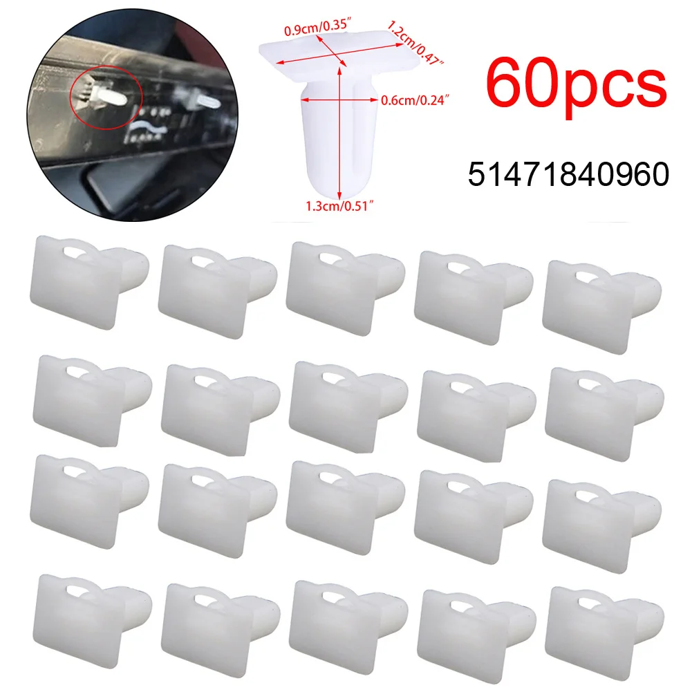 60pcs White Plastic Door Sill Trim Clips 51471840960 For Bmw E82 E88