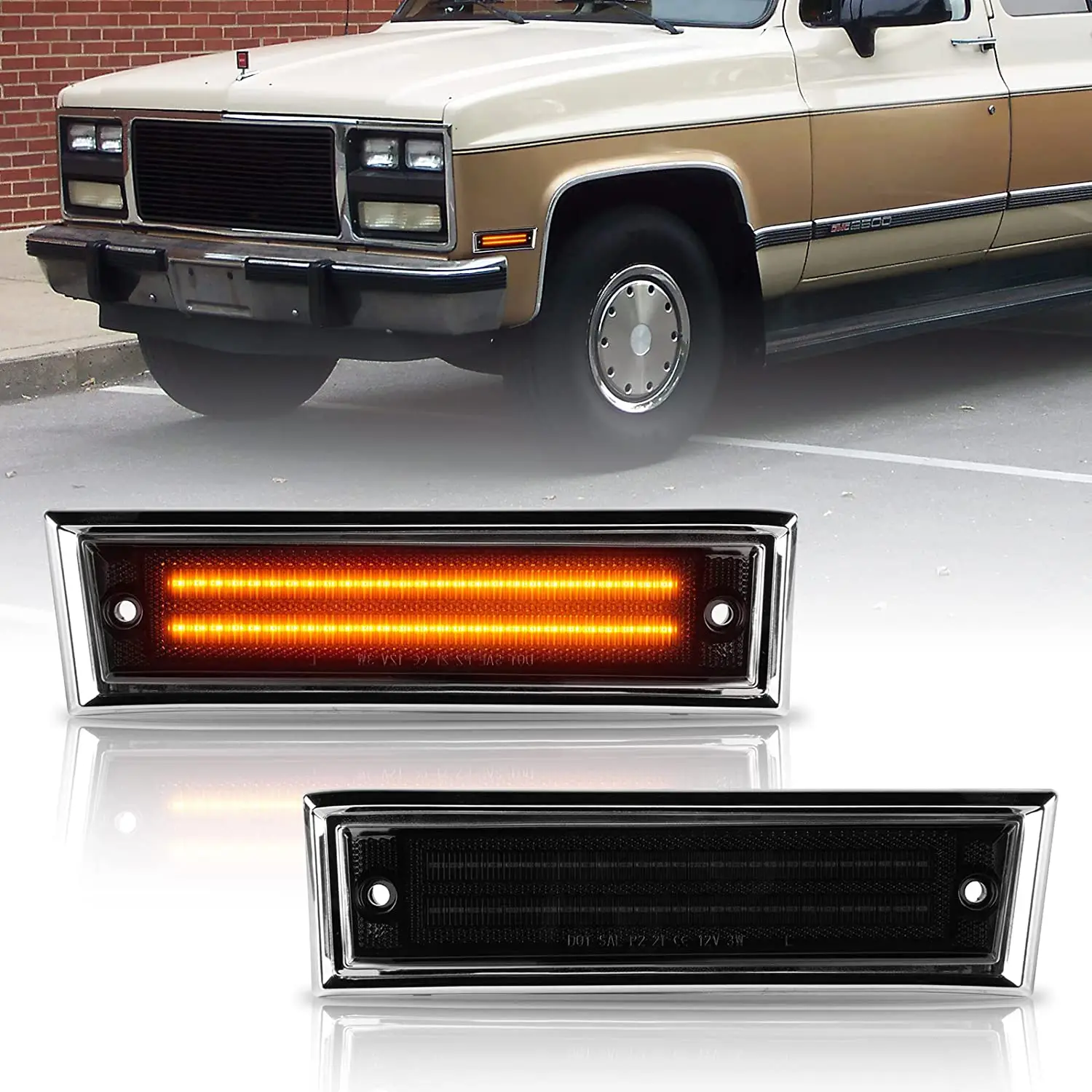

For Chevrolet C10 C20 C30 K10 K20 K30 LED Side Marker Light GMC Suburban K1500 K2500 K3500 Truck Front Amber Side Corner Lamp
