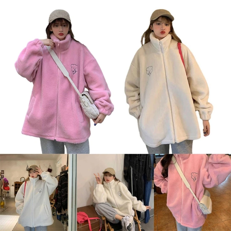 

Women's 2023 Fall Winter Sherpas Fleece Long Sleeve Casual Loose Outwear Dropship
