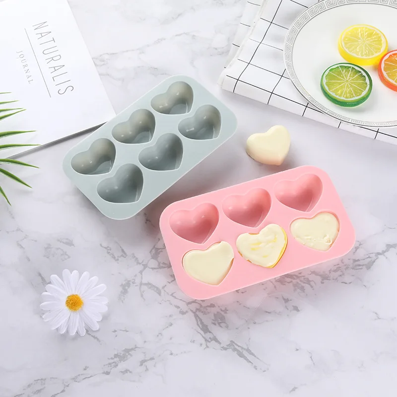 6 Holes Heart shape Silicone Mold for DIY Cake Chocolate Baking Tools Heart Rose Flower Homemade Soap Candle Making Accessories silicone mold baking mold