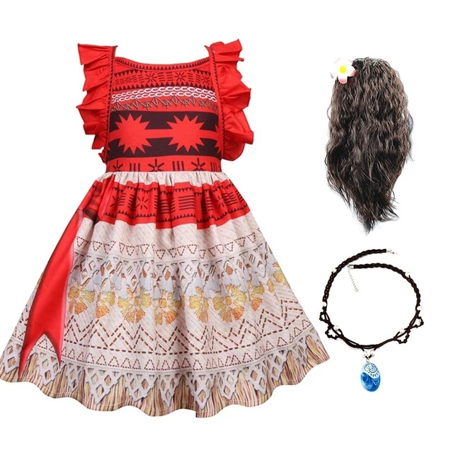 Fantasia Moana Infantil Vestido Festa Princesa Roupa + Colar