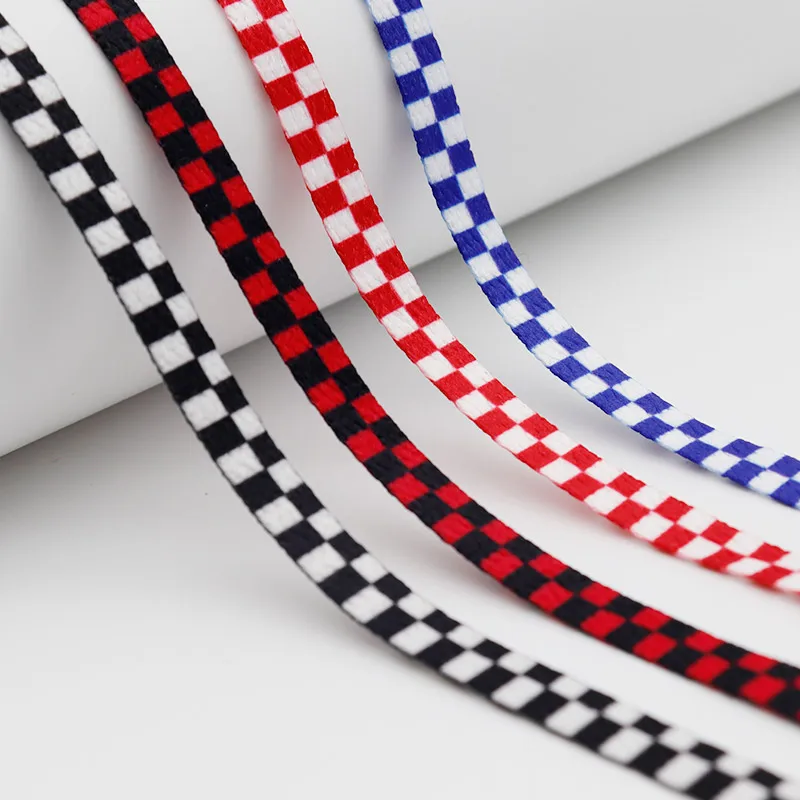 Coolstring Flat Type Heat Transfer Printed Lacet 8MM Pretty Checked Pattern Sublimation Tape Lovely Special Christmas Gifty Cord