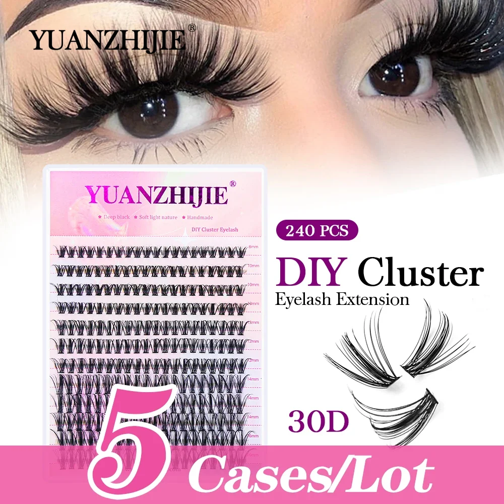 YUANZHIJIE Premade Super Soft DIY Clusters Naturally Heat Bonded Cluster Lashes Makeup Cilias 30D 40D False Eyelashes Dovetail