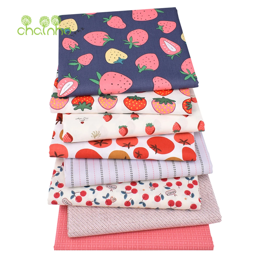 Chainho,Printed Twill Cotton Fabric,DIY Sewing Quilting Material,Patchwork Cloth,Fruit,Home Textiles,8 Designs,2 Sizes,15C340