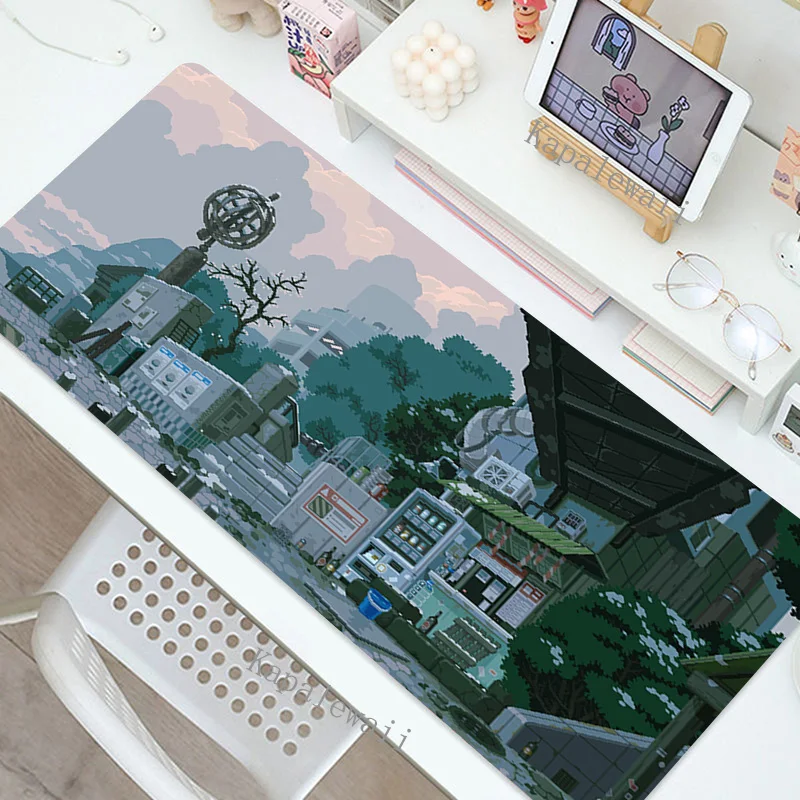 Large Gaming Mousepad Pixel Sence Cute Mouse Pad Compute Mouse Mat Gamer Street Art Desk Mat For PC Keyboard XXL Table Carpet