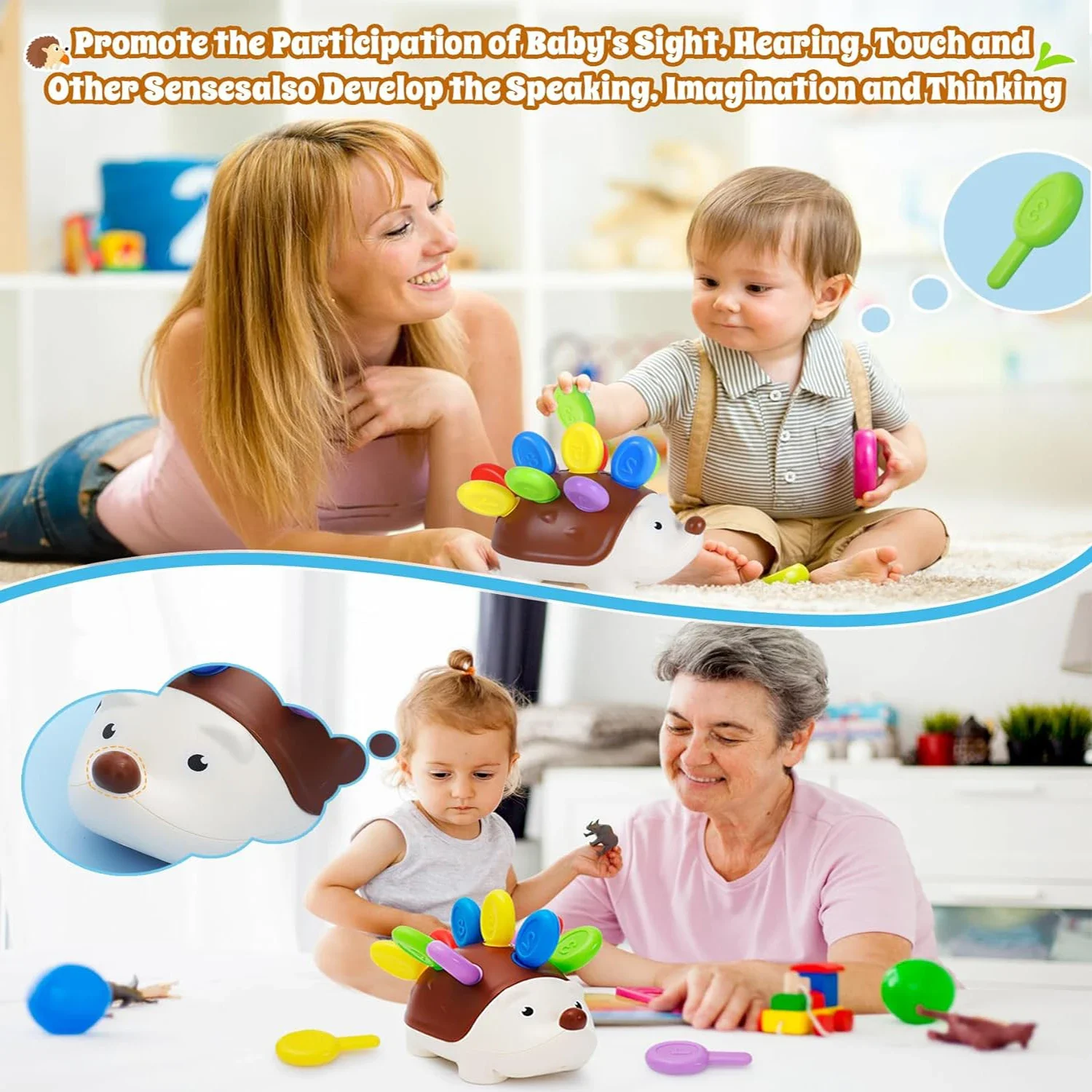 Fine Motor Hedgehog Montessori Learning Educational Counting & Sorter Toy for Toddlers