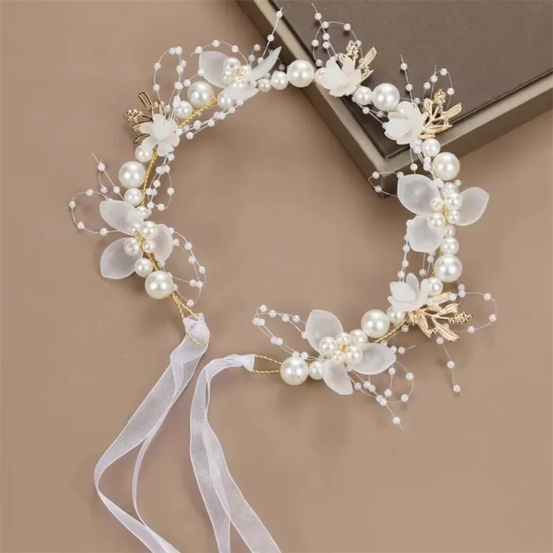 Bohemian Pearl Flower Hair Headdress Image 4