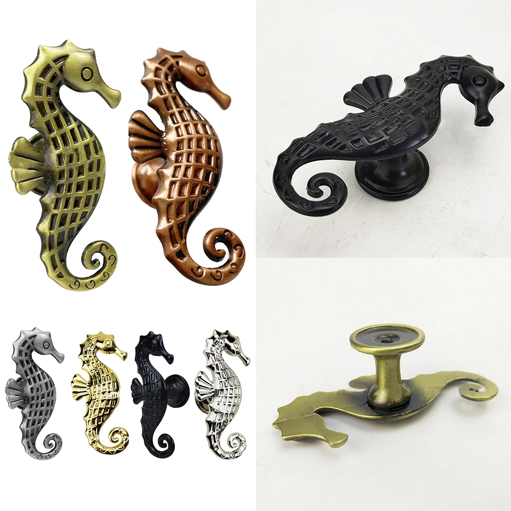 Single Hole Zinc Alloy Handle Pull Zinc Alloy Seahorse Animal Zinc Alloy Handle Cabinet Handle Creative Handles