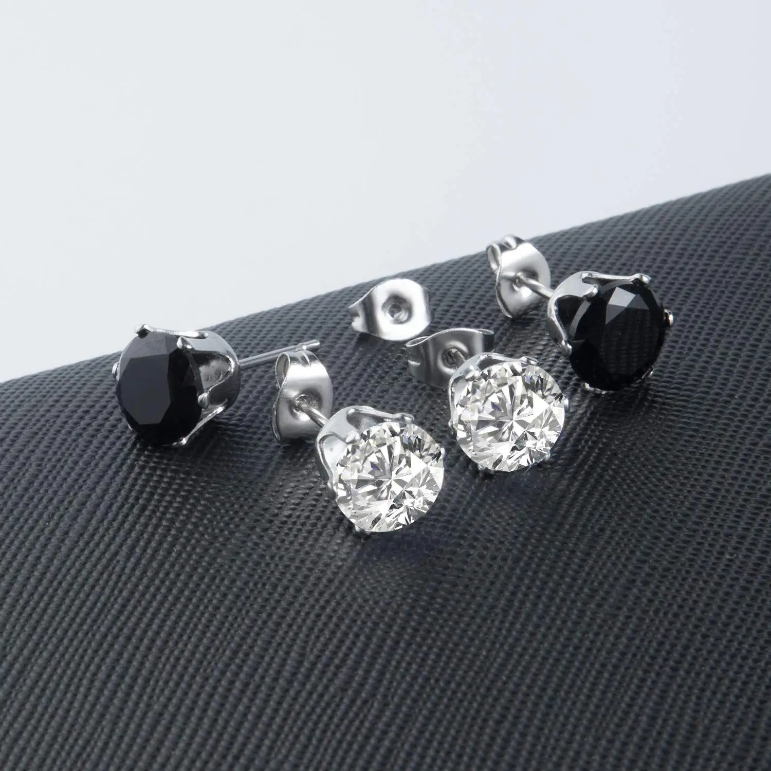 1 Pair 3mm-8mm Medical Stainless steel Crystal Zircon Ear Studs Earrings For Women/Men 4 Prong Tragus Cartilage Piercing Jewelry
