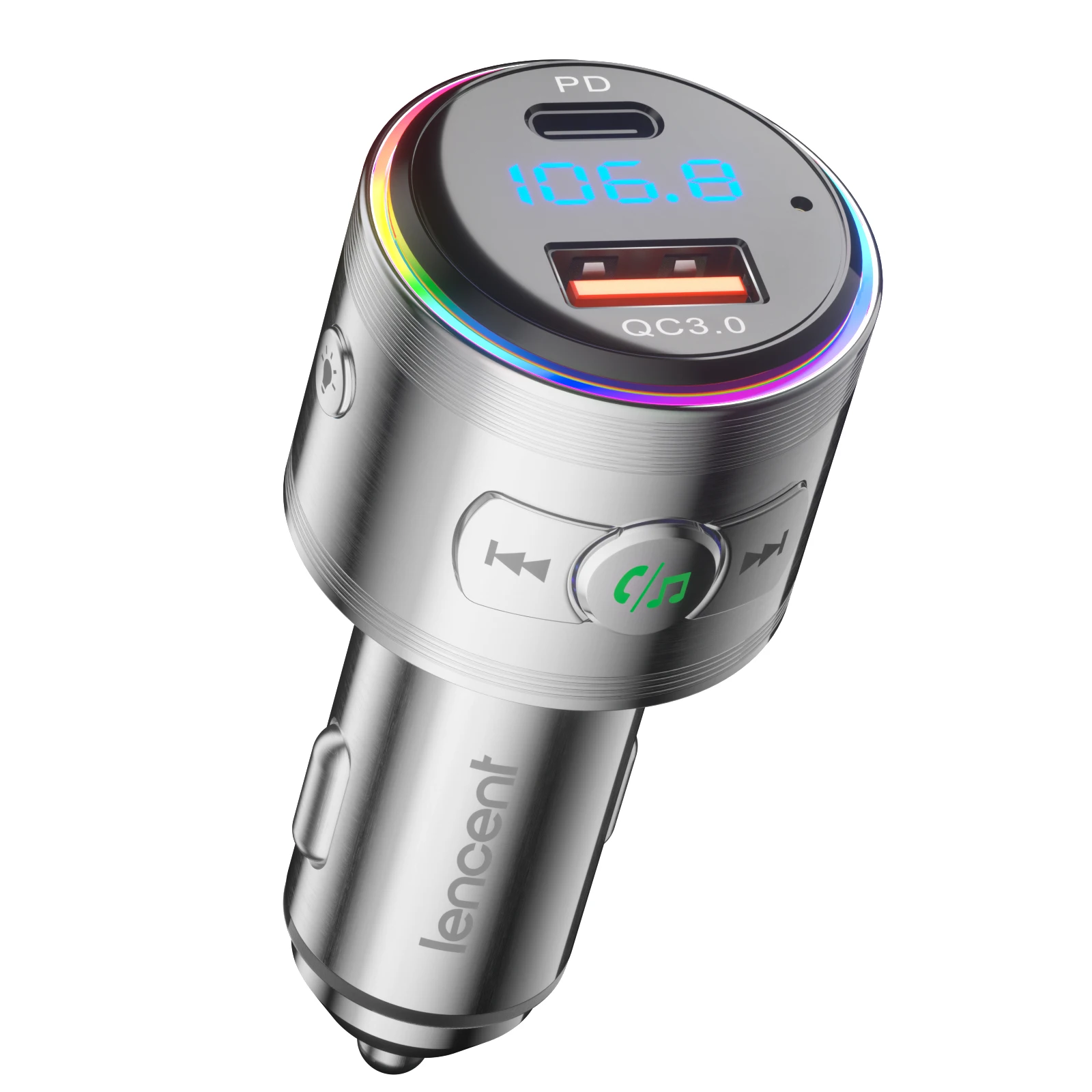 LENCENT Bluetooth 5,3 FM Transmitter Volle Metall Bluetooth Auto