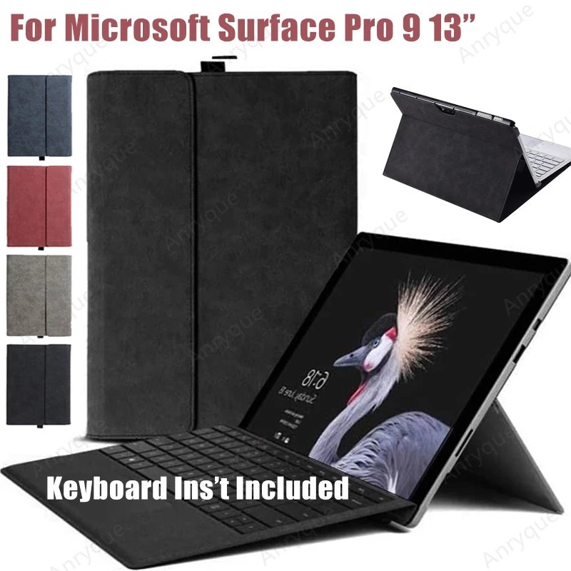 Custodia Per Tastiera In Pelle Pu Per 13 Pollici Microsoft Surface Pro 9 / Pro 9 5G 2022 Portafoglio Di Visualizzazione Ad Angolo Multiplo Cover Azien