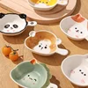 Cute Ceramics Snack Plate Cartoon Animals Saucer Hot Pot Dipping Sauce Dish Handle Dinner Plate Delicate Dessert Snack Plates 6