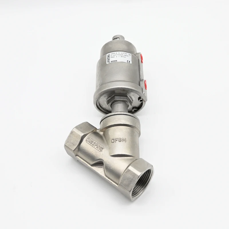 JTAIV Factory Outlet DN50 2 Way Double Acting Stainless Steel Air Control Angle Valve Pneumatic Thread Angle Seat Valve