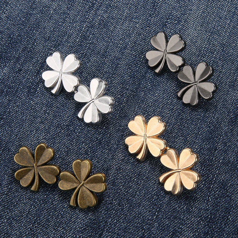 Jeans Button Clips 1/2 Pair Jeans Button Adjustable Clips Pant Skirts Waist Tightener Buckle Snap Button Adjuster Pants Pin Retractable