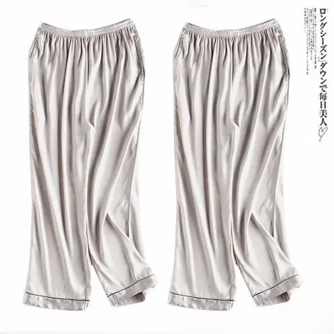 Satin Underpants Men Pajamas Sleepwear Oversize 3XL 4XL Home Clothes Elastic Waist Nightgown Sleep Bottoms Silky Nightwear pajama pants