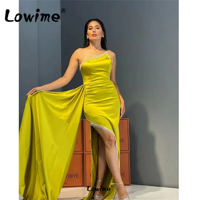 

Зеленое Атласное Вечернее платье, длинные платья для выпускного вечера с Боковым Разрезом, 2022, платье-Русалка для конкурса, вечернее платье с бахромой и бисером, платье для выпускного вечера