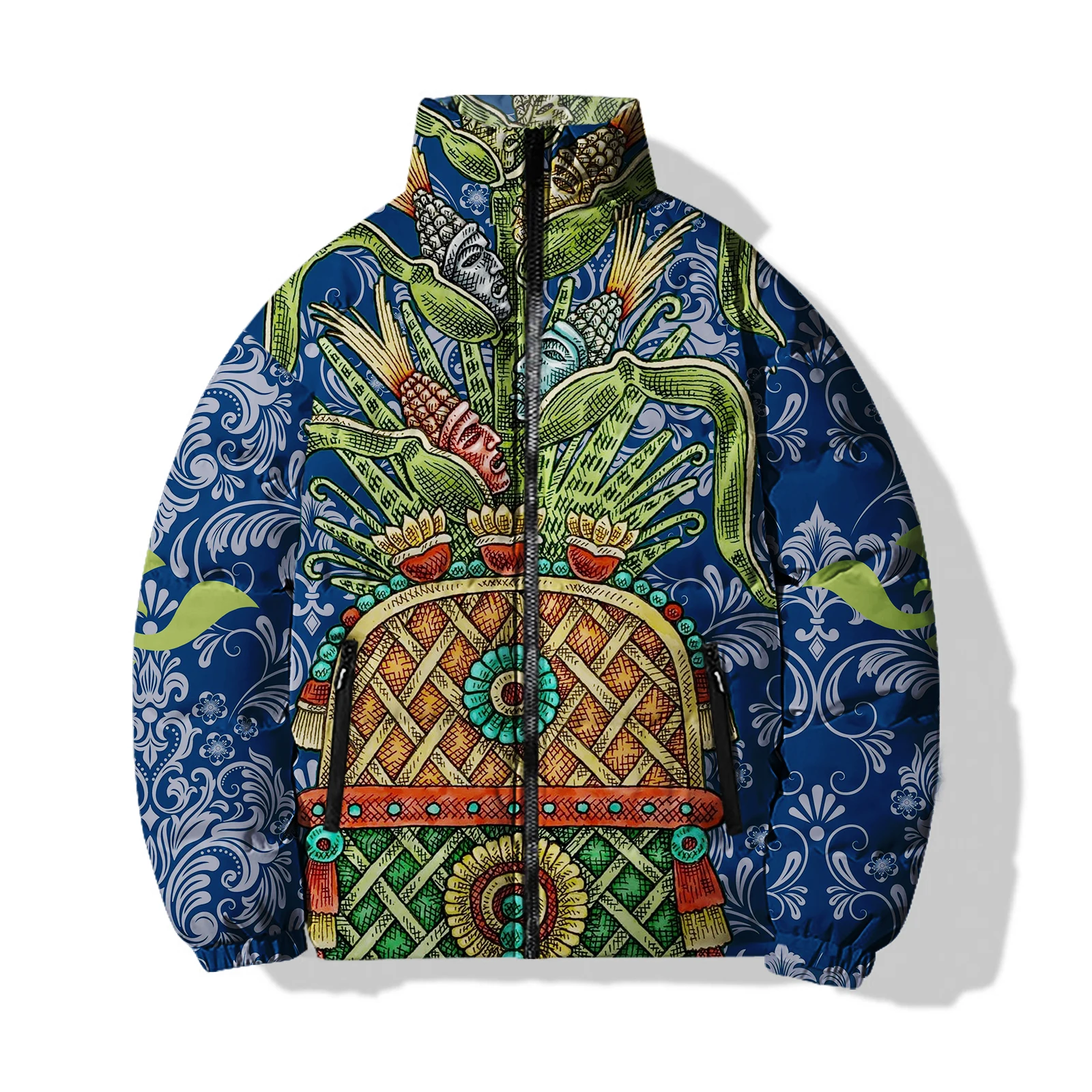 thumbnail image 1 of Abrigo de hombre con diseño de árbol de coco, chaquetas de invierno a la moda para hombre 2024, cálidas rosas, frescas, nuevas en abrigos de plumón, flores con impresión 3D de alta calidad, 1 of 5