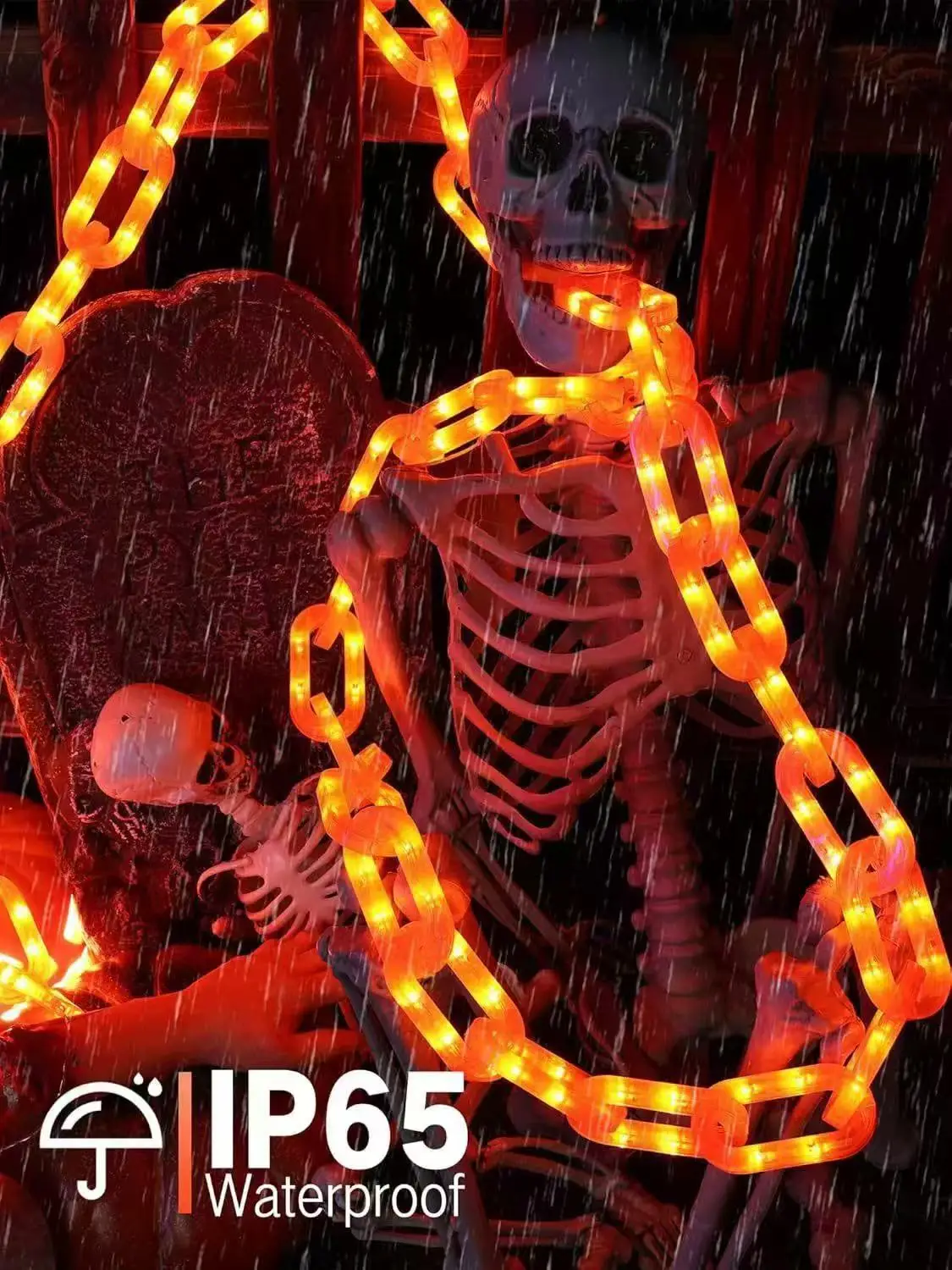 Halloween Plastic Chain Lights 8 Lighting Modes String Lights Skeleton Dog Creepy Costumes Accessories Party Spooky Decorations