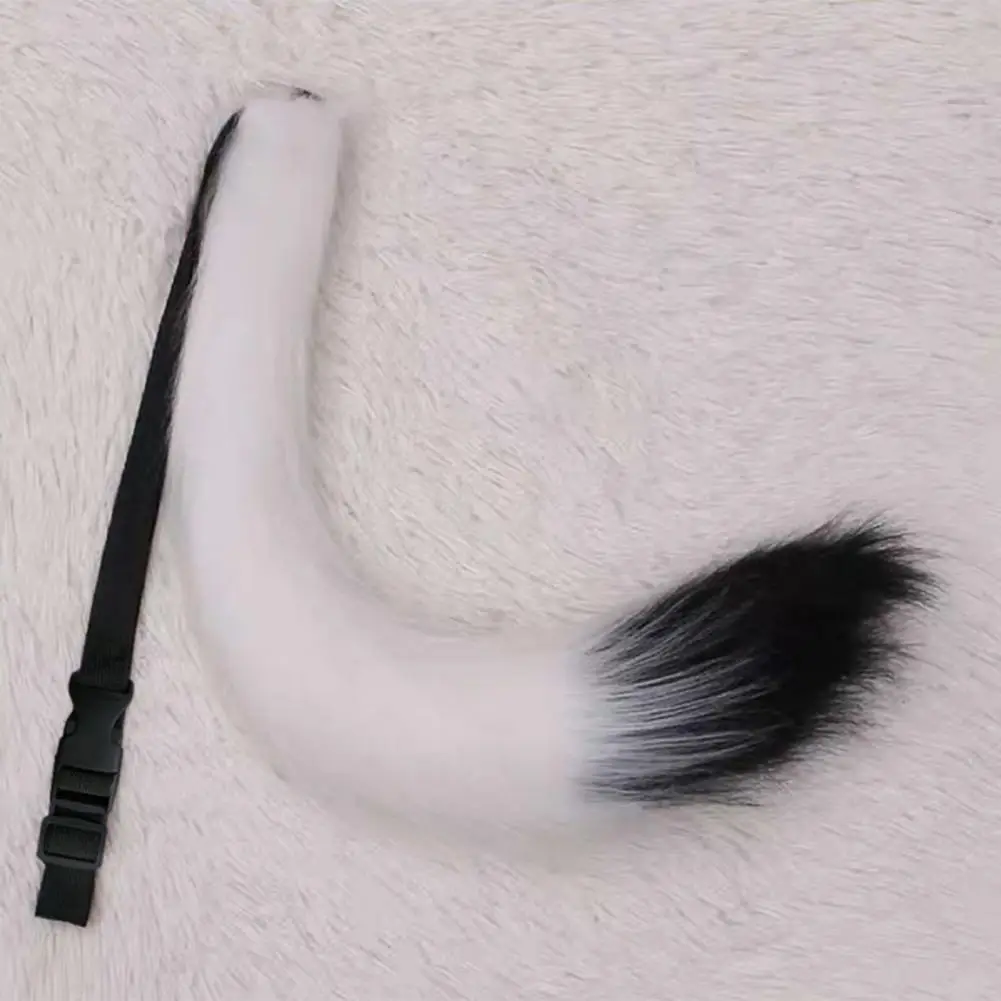 

Soft Polyester Fox Tail Faux Fur Fox Tail Wolf Dog Tail Cosplay Costume Props with Adjustable Belt for Japanese Style Kawaii