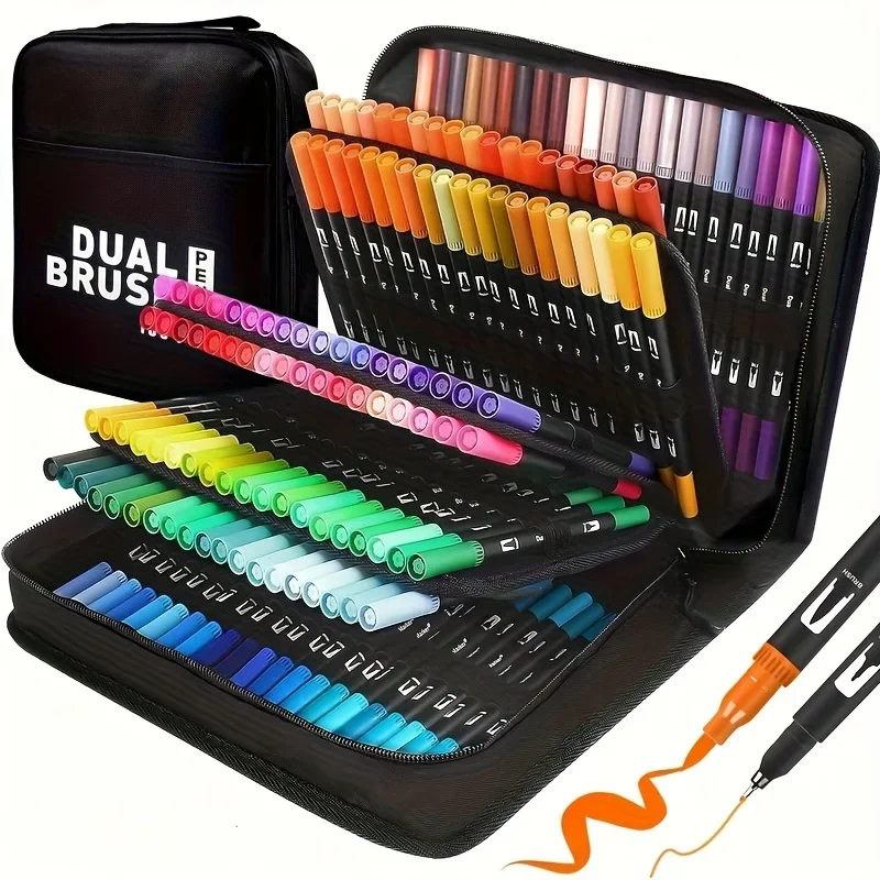 Pennarelli Acquerellabili a Doppia Punta Vibranti – Set Artistico per Disegno e Artigianato, Corpo in Plastica Resistente, Regalo di Natale - immagine 2