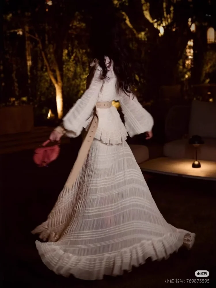 Wmstar Coat Women Wholesale 2025 New Design Sense of Niche Lace Trim Patchwork High End Cinched Waist Slimming Long Suit Trench