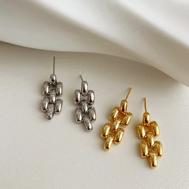 Modern Jewelry Geometric Earrings 2022 New Trend Fashion Golden Silvery