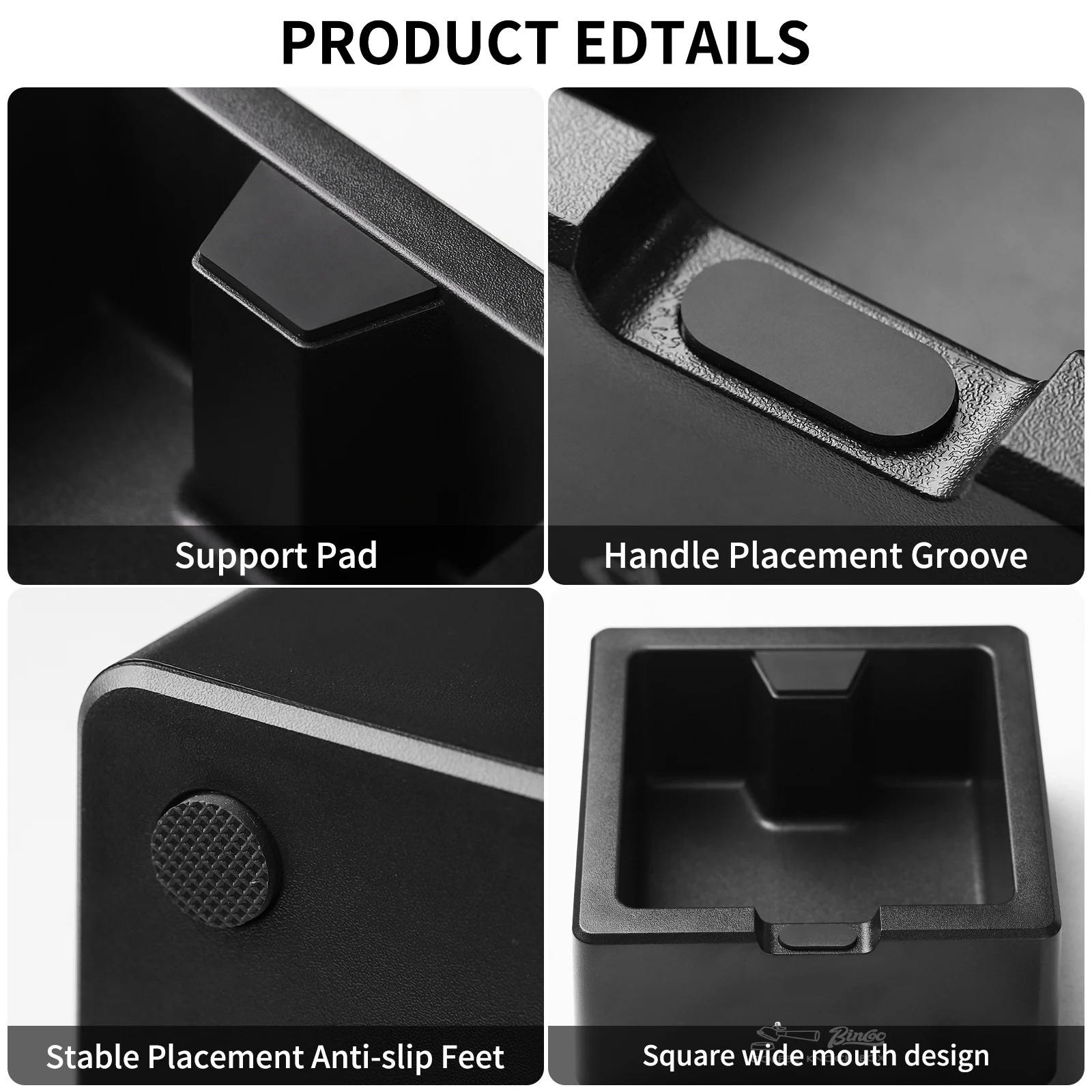 Premium ABS Coffee Knock Box with Square Anti-Slip Design and Silicone Base