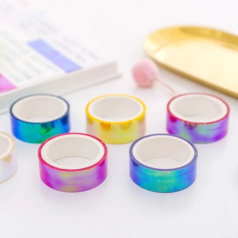 5m Laser Glitter Washi Tape Decorative Adhesive Masking Scrapbooking Girl Album Stationery Tape stationery stickers photo Diary