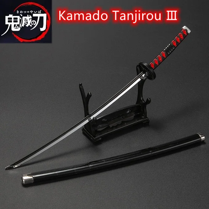 25cm Demon Slayer Sword Cosplay Metal Katana Sword Satoman Tanjiro Ninja Swords Katana Stand Shelf Decoration Crafts Home Decor