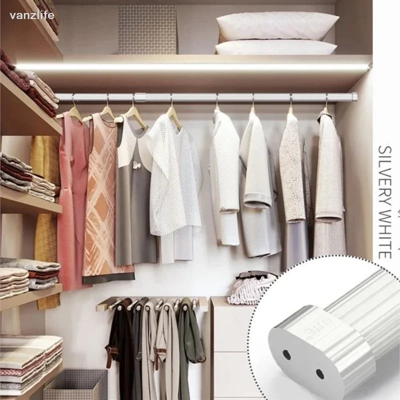 Stainless Steel Wardrobe Clothes Rod Adjustable Closet Rail Pole Curtain Telescopic Hanging Rod 46~95 stainless steel hanging rod