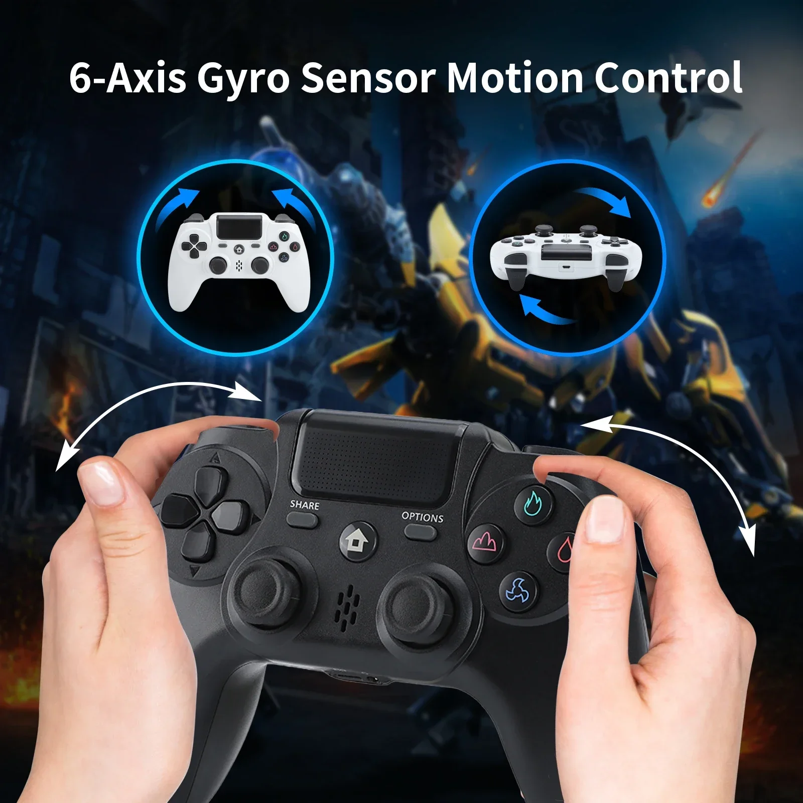 GAMINJA   Ʈѷ, PS4 PC ̽ƽ, 4 ܰ   , 6  α׷  RGB LED  е